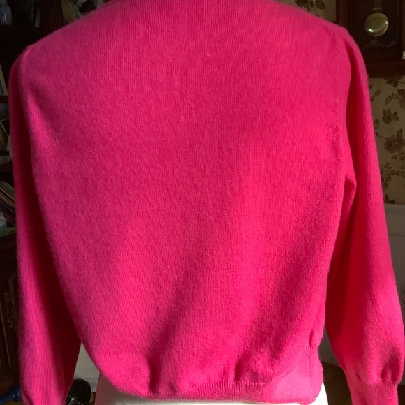Boden Washable Cashmere Crop Cardigan 3/4 Sleeves Hot Pink Us Size 10, UK 14 - Picture 4 of 6